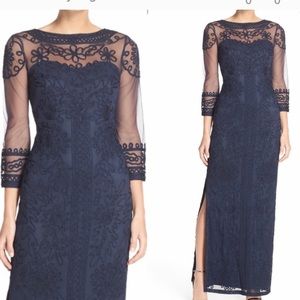 JS Boutique Long Sleeve illusion gown